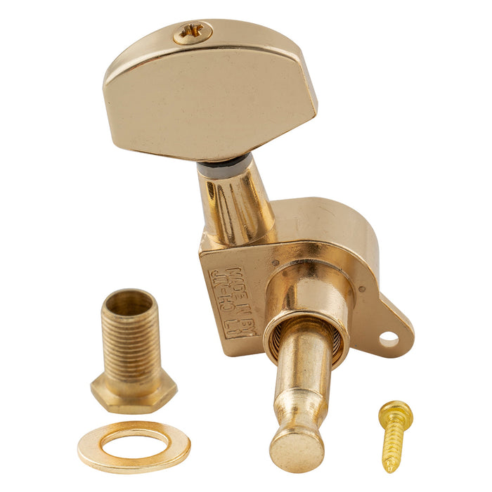 ミュージックリリー Pro R15J シングル 15:1 比率 完全密封式マシンヘッド トレブルサイド チューナー チューニングペグ キー 大型ヘックスボタン付き アコースティック/エレクトリックギター用