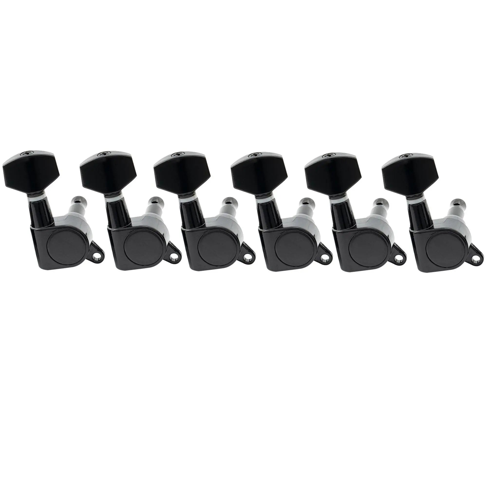 musiclily pro 6 in line guitar sealed tuners tuning keys pegs machine heads set for fender strat tele style guitar mx1342 6p, black