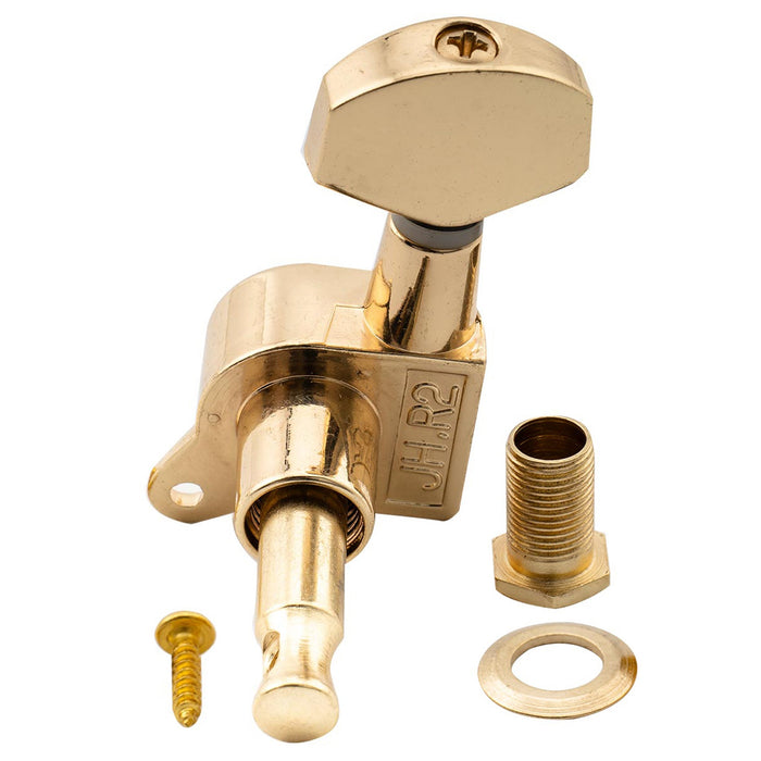 Musiclily Pro R15J Single 15:1 Ratio Full Sealed Machine Head Bass Side Tuner Tuning Peg Key with Hex Button for Strat Tele Style Electric Guitar