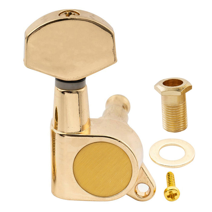 Musiclily Pro R15J Single 15:1 Ratio Full Sealed Machine Head Bass Side Tuner Tuning Peg Key with Hex Button for Strat Tele Style Electric Guitar