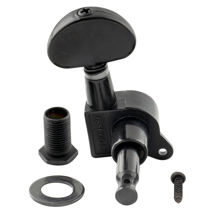 ミュージックリリー Pro R15J シングル 15:1 比率 完全密封式マシンヘッド トレブルサイド チューナー チューニングペグ キー ハーフムーンボタン付き アコースティック/エレクトリックギター用