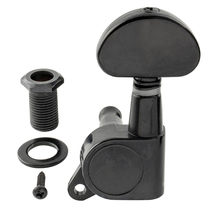 ミュージックリリー Pro R15J シングル 15:1 比率 完全密封式マシンヘッド トレブルサイド チューナー チューニングペグ キー ハーフムーンボタン付き アコースティック/エレクトリックギター用