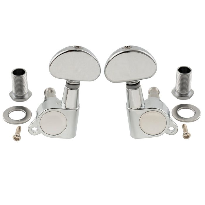 Musiclily Pro 3R3L 15:1 Rapporto Full Sigillati Testine di Regolazione Tasti con Pulsante Mezza Luna Vite a 45 Gradi per Chitarra Acustica Elettrica