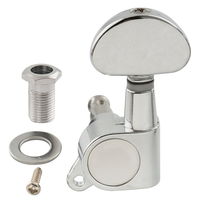 ミュージックリリー Pro R15J シングル 15:1 比率 完全密封式マシンヘッド トレブルサイド チューナー チューニングペグ キー ハーフムーンボタン付き アコースティック/エレクトリックギター用