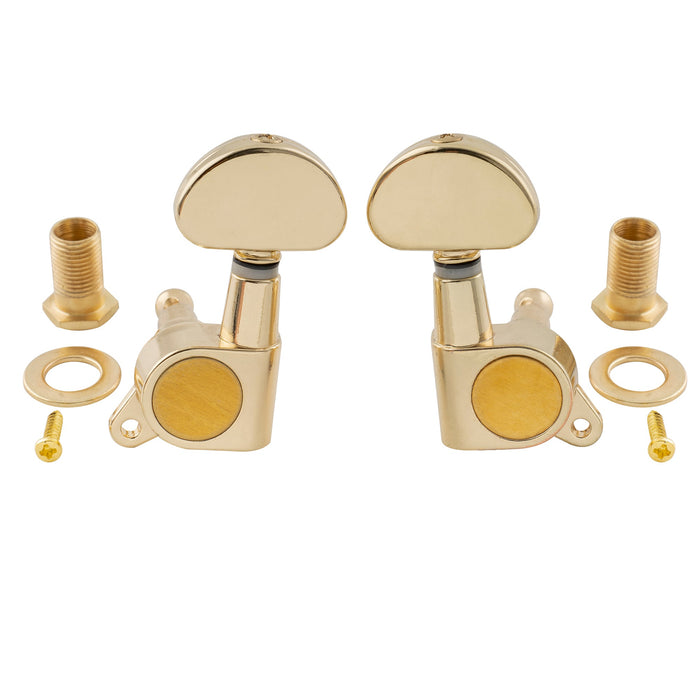 Musiclily Pro 3R3L 15:1 Rapporto Full Sigillati Testine di Regolazione Tasti con Pulsante Mezza Luna Vite a 45 Gradi per Chitarra Acustica Elettrica