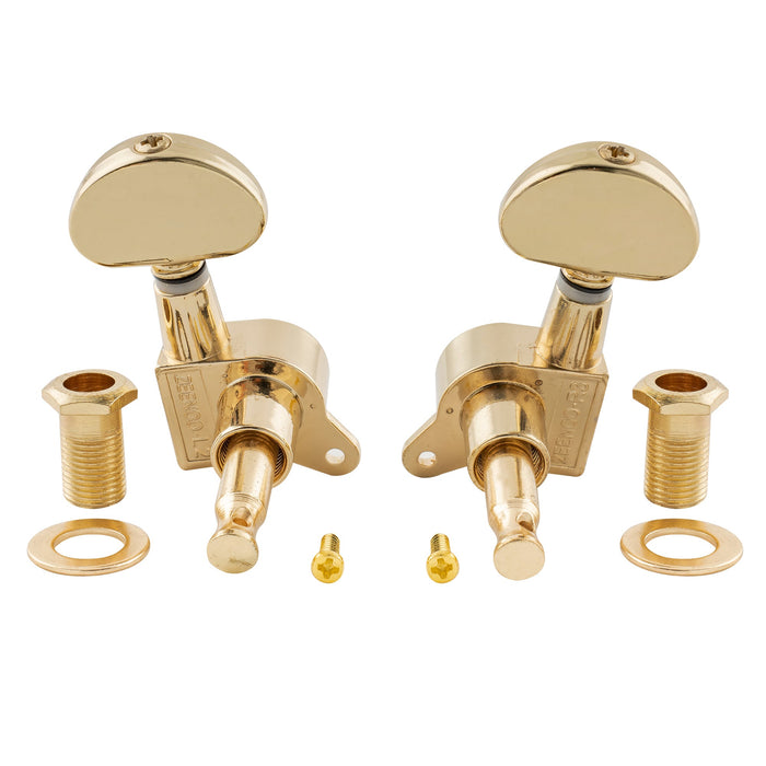 Musiclily Pro 3R3L 15:1 Rapporto Full Sigillati Testine di Regolazione Tasti con Pulsante Mezza Luna Vite a 45 Gradi per Chitarra Acustica Elettrica