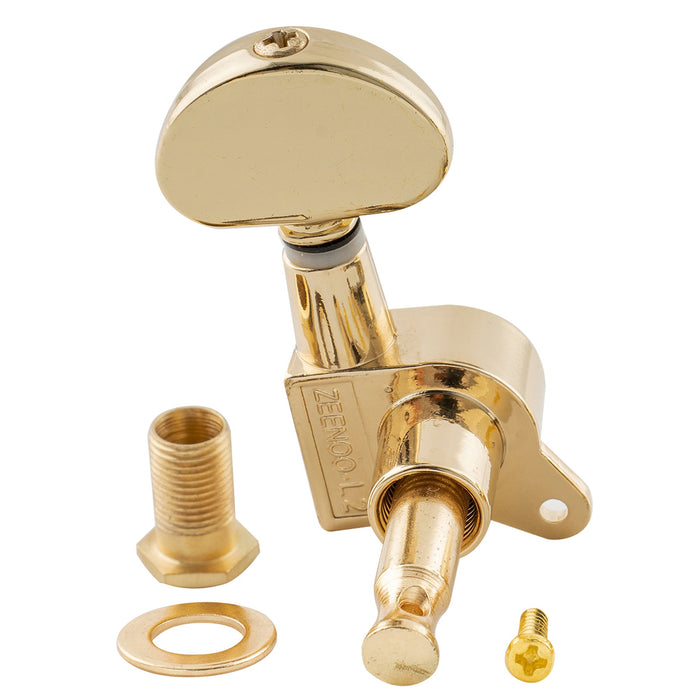 ミュージックリリー Pro R15J シングル 15:1 比率 完全密封式マシンヘッド トレブルサイド チューナー チューニングペグ キー ハーフムーンボタン付き アコースティック/エレクトリックギター用