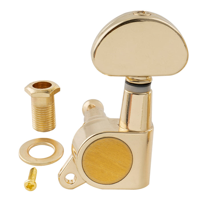 ミュージックリリー Pro R15J シングル 15:1 比率 完全密封式マシンヘッド トレブルサイド チューナー チューニングペグ キー ハーフムーンボタン付き アコースティック/エレクトリックギター用