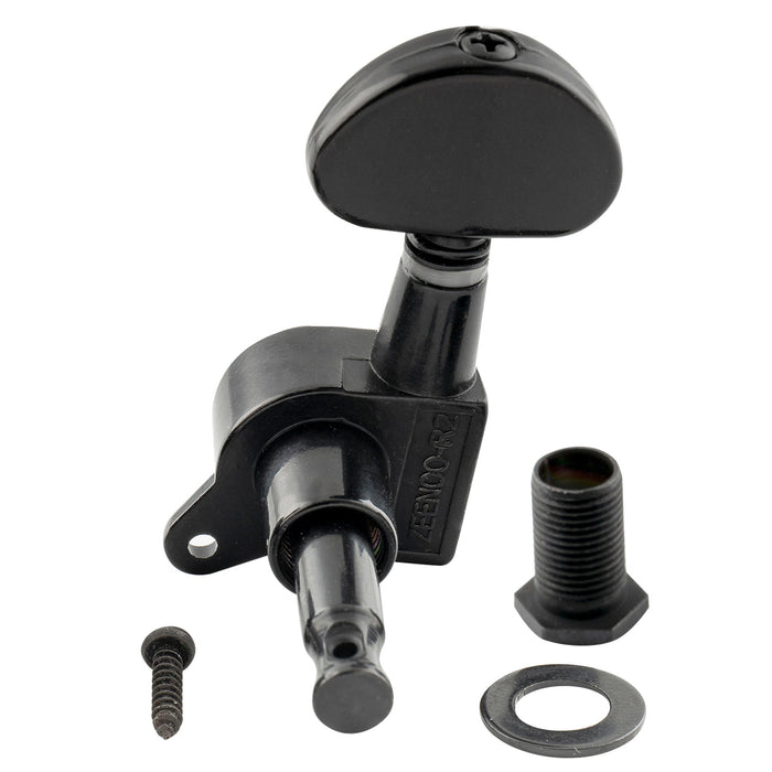 ミュージックリリー Pro R15J シングル 15:1 比率 完全密封式マシンヘッド ベースサイド チューナー チューニングペグ キー ハーフムーンボタン付き アコースティック/エレクトリックギター用