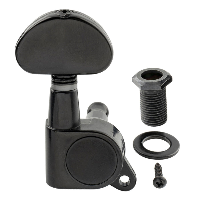 ミュージックリリー Pro R15J シングル 15:1 比率 完全密封式マシンヘッド ベースサイド チューナー チューニングペグ キー ハーフムーンボタン付き アコースティック/エレクトリックギター用