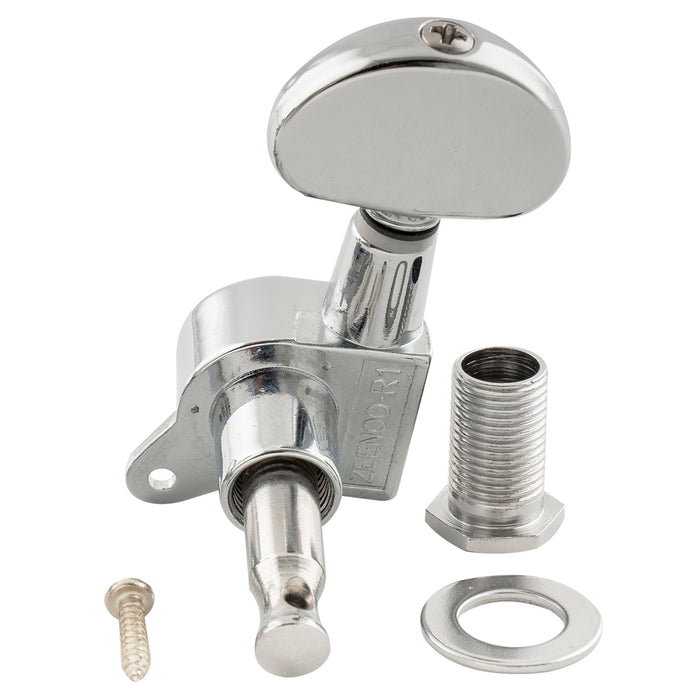 ミュージックリリー Pro R15J シングル 15:1 比率 完全密封式マシンヘッド ベースサイド チューナー チューニングペグ キー ハーフムーンボタン付き アコースティック/エレクトリックギター用