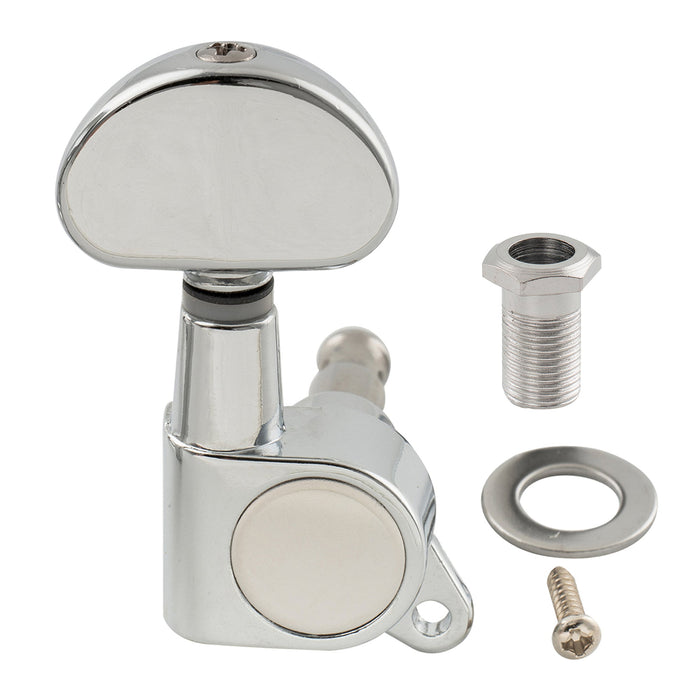 ミュージックリリー Pro R15J シングル 15:1 比率 完全密封式マシンヘッド ベースサイド チューナー チューニングペグ キー ハーフムーンボタン付き アコースティック/エレクトリックギター用