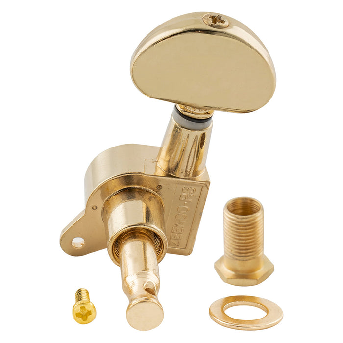 ミュージックリリー Pro R15J シングル 15:1 比率 完全密封式マシンヘッド ベースサイド チューナー チューニングペグ キー ハーフムーンボタン付き アコースティック/エレクトリックギター用