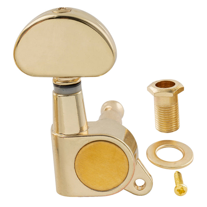 ミュージックリリー Pro R15J シングル 15:1 比率 完全密封式マシンヘッド ベースサイド チューナー チューニングペグ キー ハーフムーンボタン付き アコースティック/エレクトリックギター用