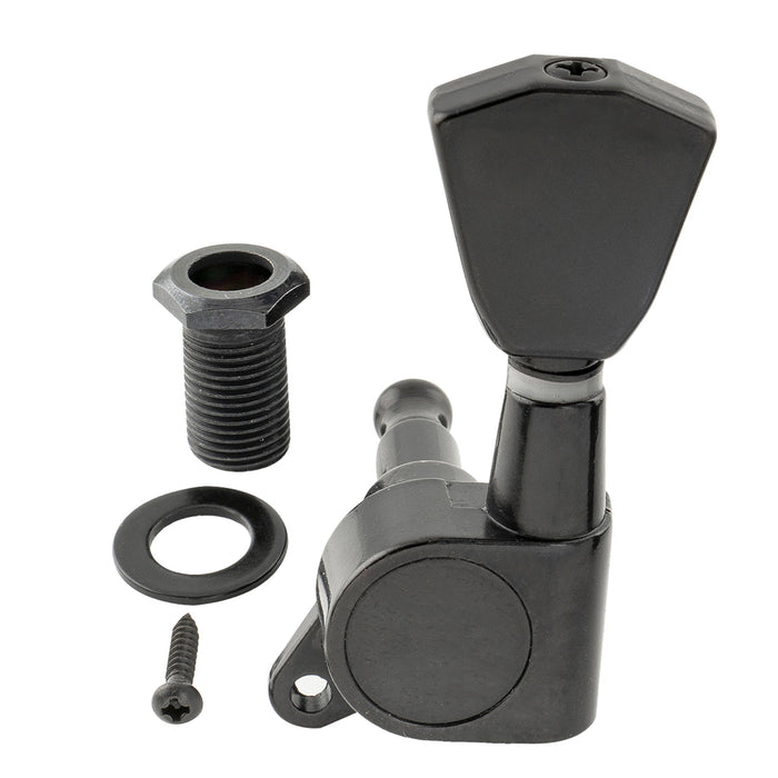 ミュージックリリー Pro R15J シングル 15:1 比率 完全密封式マシンヘッド トレブルサイド チューナー チューニングペグ キー ケースターボタン付き アコースティック/エレクトリックギター用