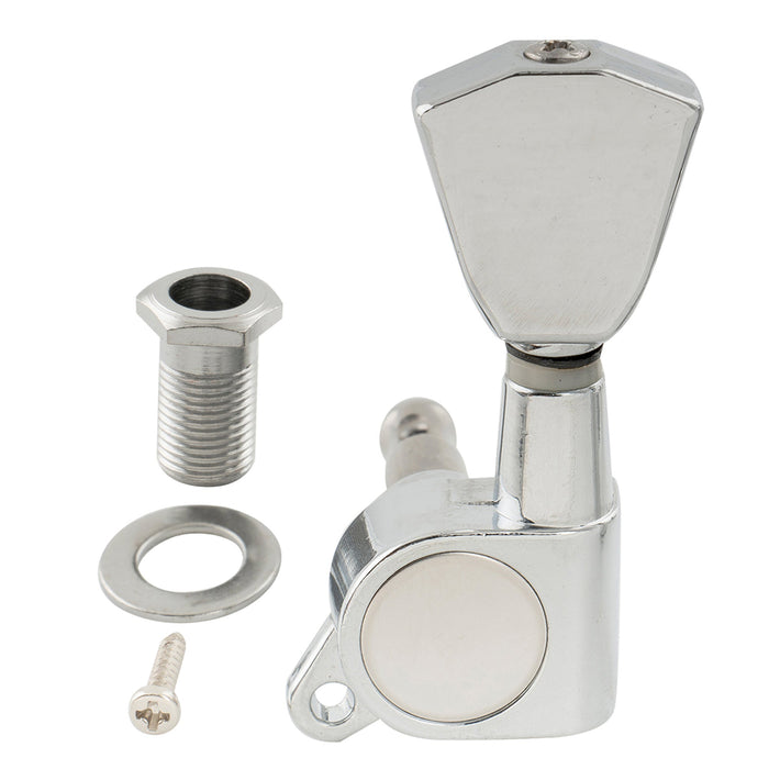 ミュージックリリー Pro R15J シングル 15:1 比率 完全密封式マシンヘッド トレブルサイド チューナー チューニングペグ キー ケースターボタン付き アコースティック/エレクトリックギター用