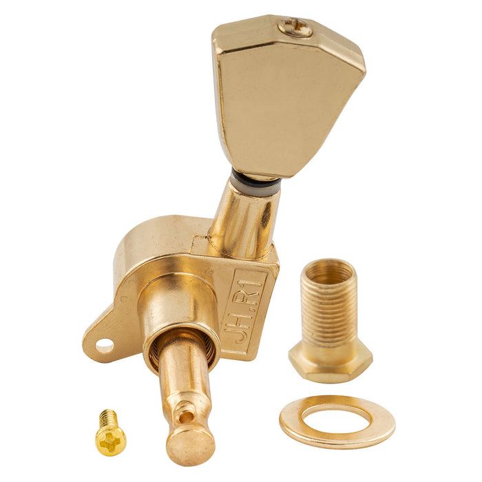 ミュージックリリー Pro R15J シングル 15:1 比率 完全密封式マシンヘッド トレブルサイド チューナー チューニングペグ キー ケースターボタン付き アコースティック/エレクトリックギター用