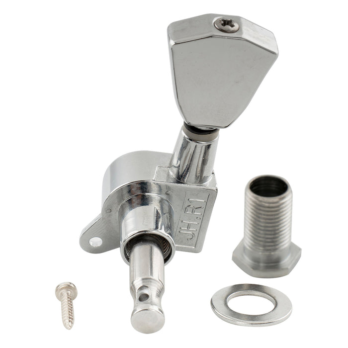 ミュージックリリー Pro R15J シングル 15:1 比率 完全密封式マシンヘッド ベースサイド チューナー チューニングペグ キー ケースターボタン付き アコースティック/エレクトリックギター用