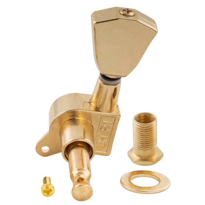 ミュージックリリー Pro R15J シングル 15:1 比率 完全密封式マシンヘッド ベースサイド チューナー チューニングペグ キー ケースターボタン付き アコースティック/エレクトリックギター用