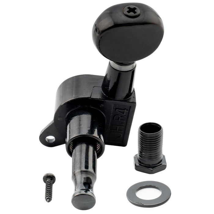 ミュージックリリー Pro R15J シングル 15:1 比率 完全密封式マシンヘッド ベースサイド チューナー チューニングペグ キー ヴィンテージオーバルボタン付き ストラト/テレキャスタータイプ エレキギター用