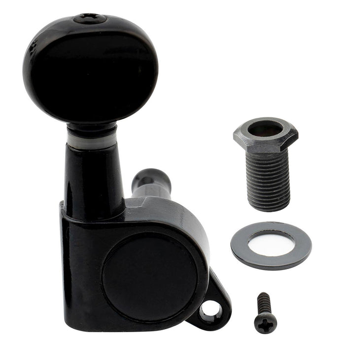 ミュージックリリー Pro R15J シングル 15:1 比率 完全密封式マシンヘッド ベースサイド チューナー チューニングペグ キー ヴィンテージオーバルボタン付き ストラト/テレキャスタータイプ エレキギター用