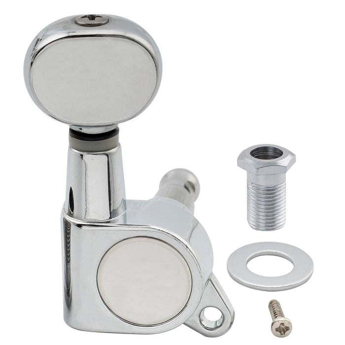 ミュージックリリー Pro R15J シングル 15:1 比率 完全密封式マシンヘッド ベースサイド チューナー チューニングペグ キー ヴィンテージオーバルボタン付き ストラト/テレキャスタータイプ エレキギター用