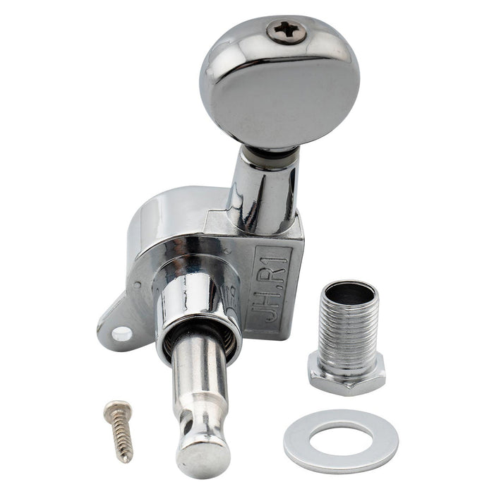 ミュージックリリー Pro R15J シングル 15:1 比率 完全密封式マシンヘッド ベースサイド チューナー チューニングペグ キー ヴィンテージオーバルボタン付き ストラト/テレキャスタータイプ エレキギター用