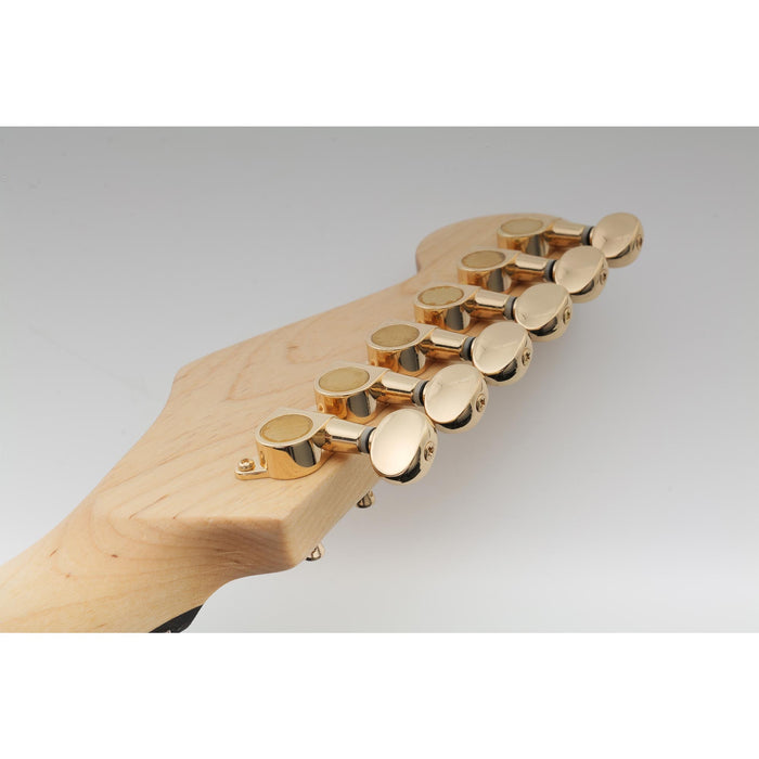 Musiclily Pro R15J 6インライン 15:1比率 完全密封ペグ チューナー ヘッド キー ヴィンテージオーバルボタン付き Strat/Teleスタイル用エレキギター用