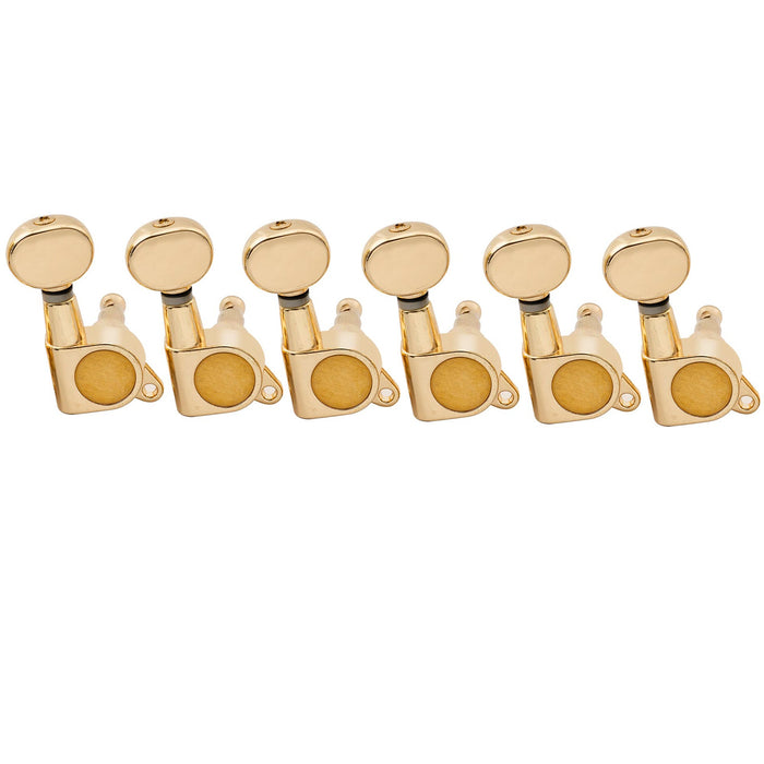 musiclily pro 6 in line guitar sealed tuners tuning keys pegs machine heads set for fender strat tele style guitar vintage oval button mx1347bk 6, gold