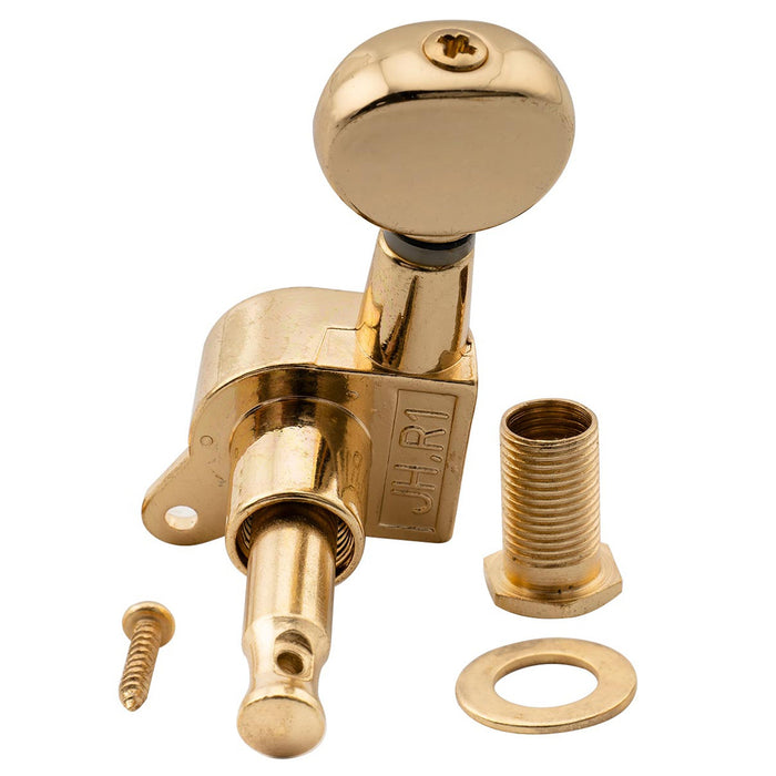 ミュージックリリー Pro R15J シングル 15:1 比率 完全密封式マシンヘッド ベースサイド チューナー チューニングペグ キー ヴィンテージオーバルボタン付き ストラト/テレキャスタータイプ エレキギター用