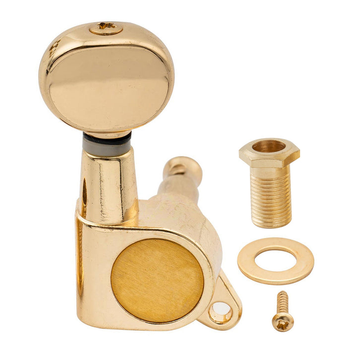 ミュージックリリー Pro R15J シングル 15:1 比率 完全密封式マシンヘッド ベースサイド チューナー チューニングペグ キー ヴィンテージオーバルボタン付き ストラト/テレキャスタータイプ エレキギター用