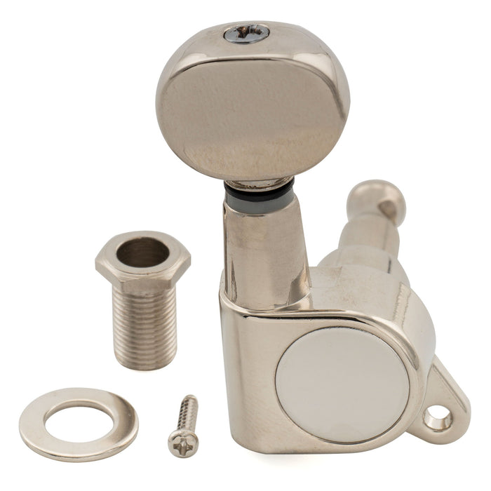 ミュージックリリー Pro R15J シングル 15:1 比率 完全密封式マシンヘッド ベースサイド チューナー チューニングペグ キー ヴィンテージオーバルボタン付き ストラト/テレキャスタータイプ エレキギター用