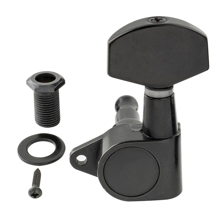 ミュージックリリー Pro R15J シングル 15:1 比率 完全密封式マシンヘッド トレブルサイド チューナー チューニングペグ キー 大型ヘックスボタン付き 直角ネジ仕様 アコースティック/エレクトリックギター用