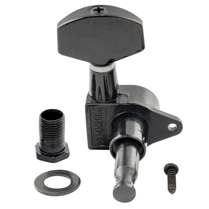 ミュージックリリー Pro R15J シングル 15:1 比率 完全密封式マシンヘッド トレブルサイド チューナー チューニングペグ キー 大型ヘックスボタン付き 直角ネジ仕様 アコースティック/エレクトリックギター用