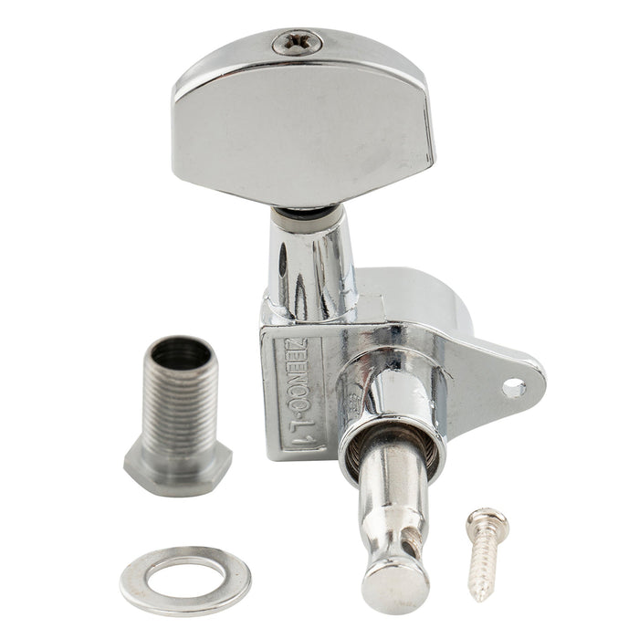 ミュージックリリー Pro R15J シングル 15:1 比率 完全密封式マシンヘッド トレブルサイド チューナー チューニングペグ キー 大型ヘックスボタン付き 直角ネジ仕様 アコースティック/エレクトリックギター用