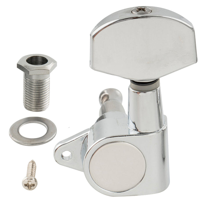 ミュージックリリー Pro R15J シングル 15:1 比率 完全密封式マシンヘッド トレブルサイド チューナー チューニングペグ キー 大型ヘックスボタン付き 直角ネジ仕様 アコースティック/エレクトリックギター用