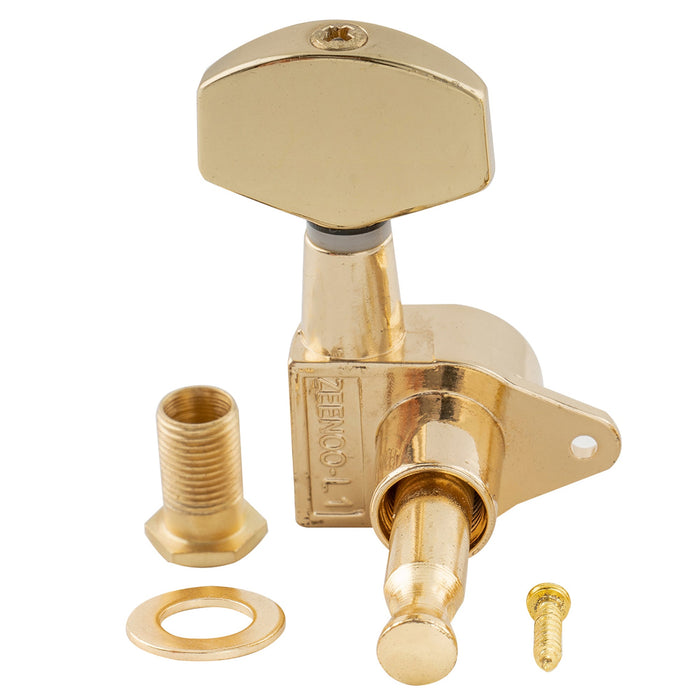 ミュージックリリー Pro R15J シングル 15:1 比率 完全密封式マシンヘッド トレブルサイド チューナー チューニングペグ キー 大型ヘックスボタン付き 直角ネジ仕様 アコースティック/エレクトリックギター用