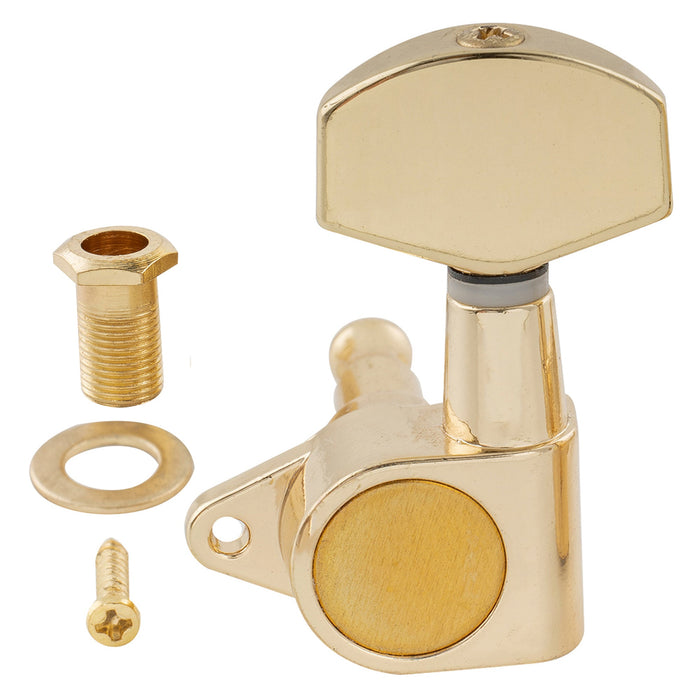 ミュージックリリー Pro R15J シングル 15:1 比率 完全密封式マシンヘッド トレブルサイド チューナー チューニングペグ キー 大型ヘックスボタン付き 直角ネジ仕様 アコースティック/エレクトリックギター用