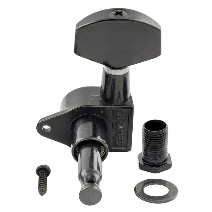 ミュージックリリー Pro R15J シングル 15:1 比率 完全密封式マシンヘッド ベースサイド チューナー チューニングペグ キー 大型ヘックスボタン付き 直角ネジ仕様 アコースティック/エレクトリックギター用