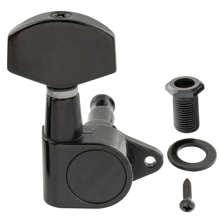 ミュージックリリー Pro R15J シングル 15:1 比率 完全密封式マシンヘッド ベースサイド チューナー チューニングペグ キー 大型ヘックスボタン付き 直角ネジ仕様 アコースティック/エレクトリックギター用