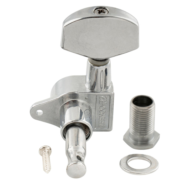 ミュージックリリー Pro R15J シングル 15:1 比率 完全密封式マシンヘッド ベースサイド チューナー チューニングペグ キー 大型ヘックスボタン付き 直角ネジ仕様 アコースティック/エレクトリックギター用