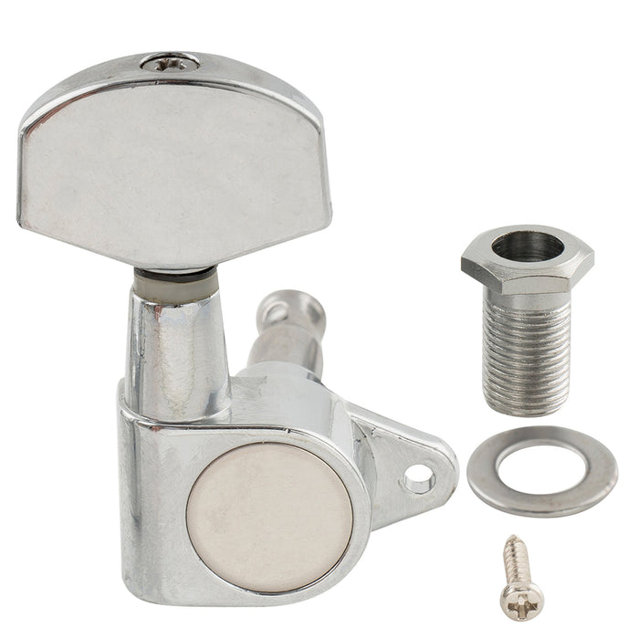 ミュージックリリー Pro R15J シングル 15:1 比率 完全密封式マシンヘッド ベースサイド チューナー チューニングペグ キー 大型ヘックスボタン付き 直角ネジ仕様 アコースティック/エレクトリックギター用