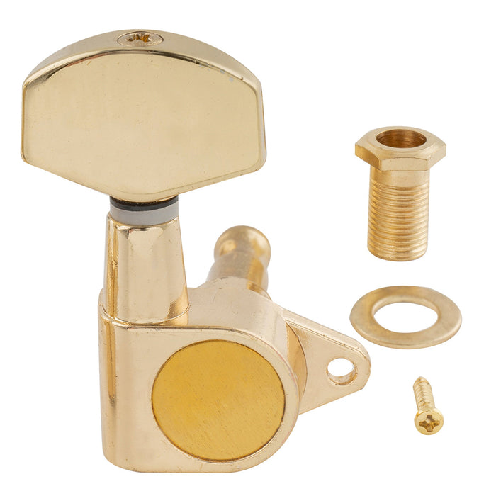 ミュージックリリー Pro R15J シングル 15:1 比率 完全密封式マシンヘッド ベースサイド チューナー チューニングペグ キー 大型ヘックスボタン付き 直角ネジ仕様 アコースティック/エレクトリックギター用