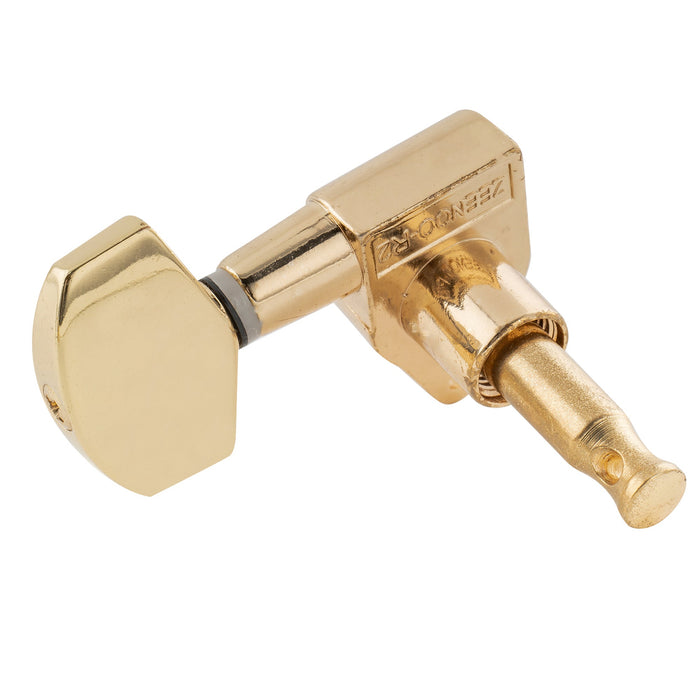 ミュージックリリー Pro R15J シングル 15:1 比率 完全密封式マシンヘッド ベースサイド チューナー チューニングペグ キー 大型ヘックスボタン付き 直角ネジ仕様 アコースティック/エレクトリックギター用