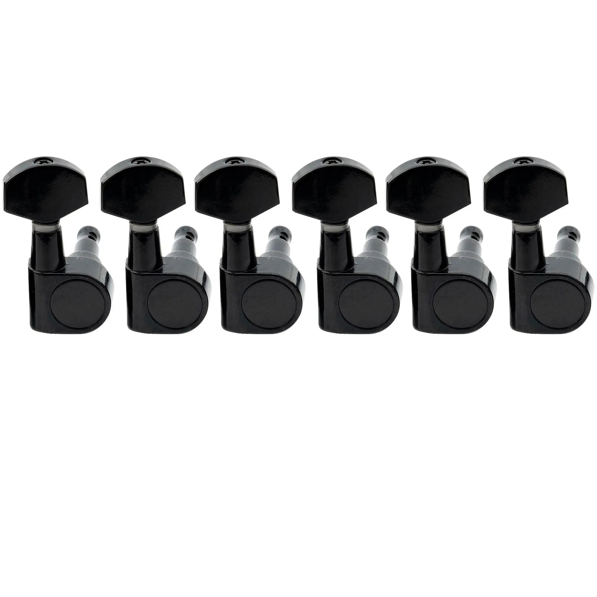 musiclily pro 6 in line 15 1 ratio 2 pin full sealed machine heads tuners tuning pegs keys with hex button for sq strat tele style electric guitar mx1350 6p, black