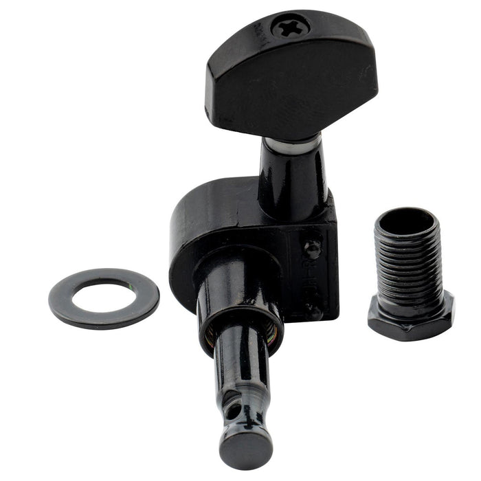 Musiclily Pro R15J Single 15:1 Ratio 2-Pin Full Sealed Machine Head Bass Side Tuner Tuning Peg Key with Hex Button for SQ Strat Tele Style Electric Guitar