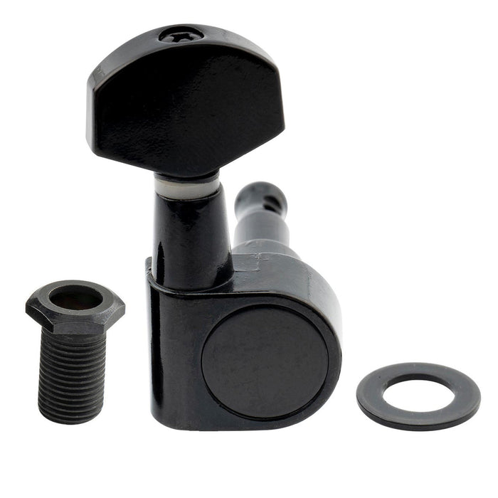 Musiclily Pro R15J Single 15:1 Ratio 2-Pin Full Sealed Machine Head Bass Side Tuner Tuning Peg Key with Hex Button for SQ Strat Tele Style Electric Guitar