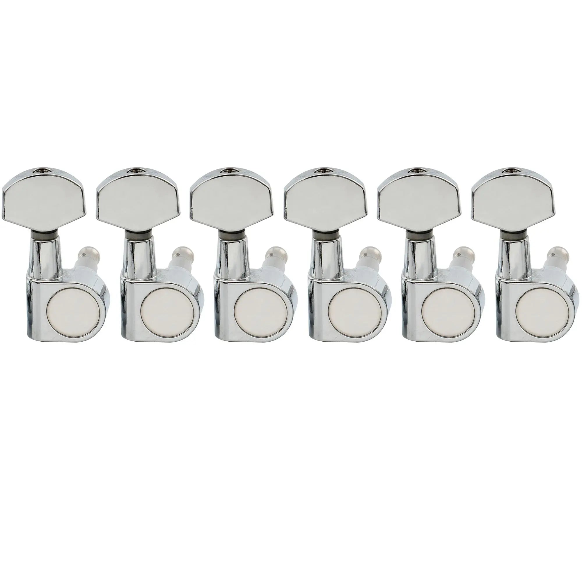 musiclily pro 6 in line 15 1 ratio 2 pin full sealed machine heads tuners tuning pegs keys with hex button for sq strat tele style electric guitar mx1350 6p, chrome