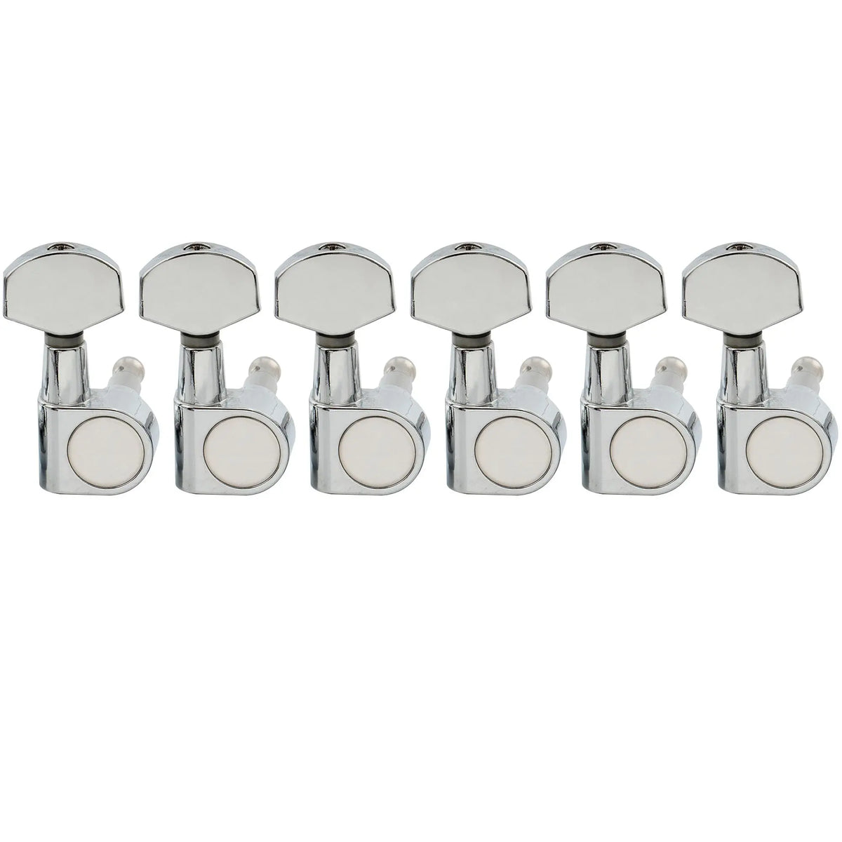 musiclily pro 6 in line 15 1 ratio 2 pin full sealed machine heads tuners tuning pegs keys with hex button for sq strat tele style electric guitar mx1350 6p, chrome