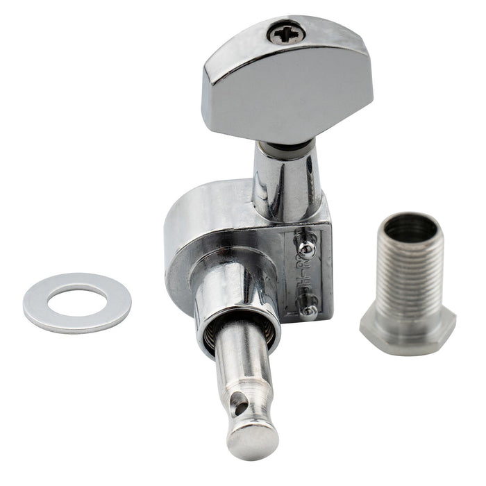 Musiclily Pro R15J Single 15:1 Ratio 2-Pin Full Sealed Machine Head Bass Side Tuner Tuning Peg Key with Hex Button for SQ Strat Tele Style Electric Guitar